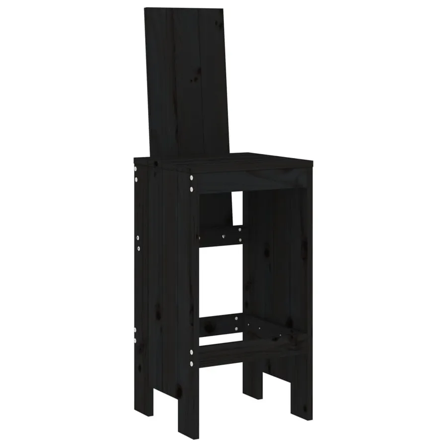 Ensemble de bar de jardin 5 pcs noir bois de pin massif - 4