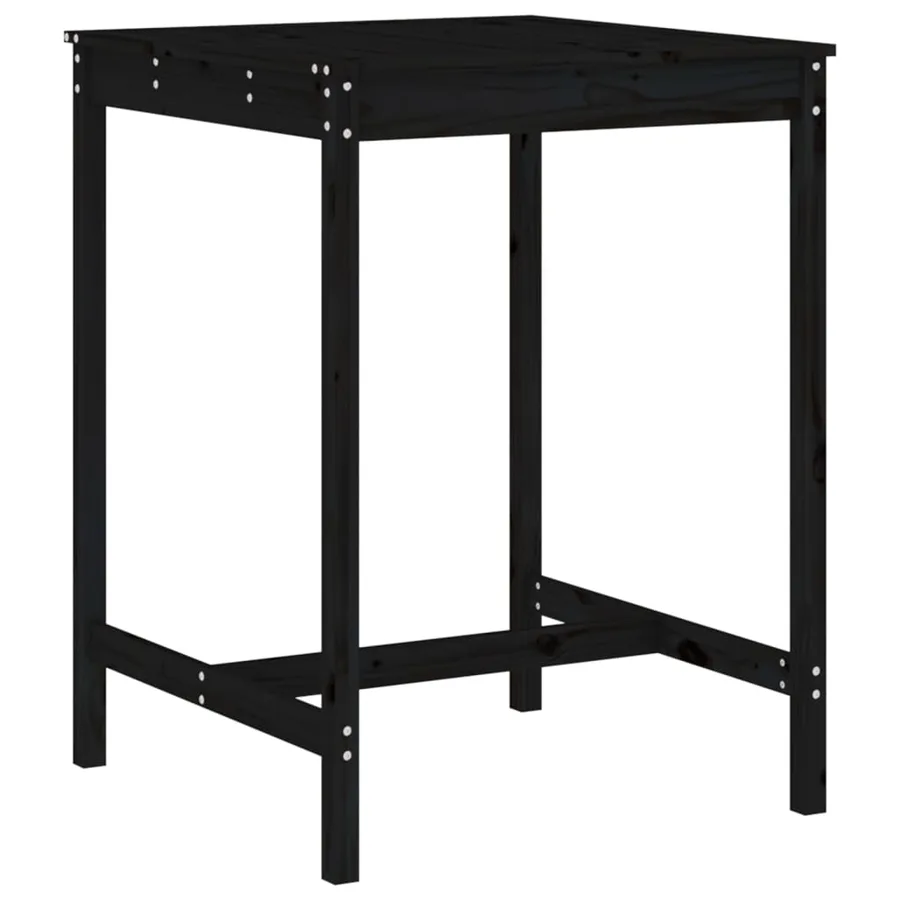 Ensemble de bar de jardin 5 pcs noir bois de pin massif - 6
