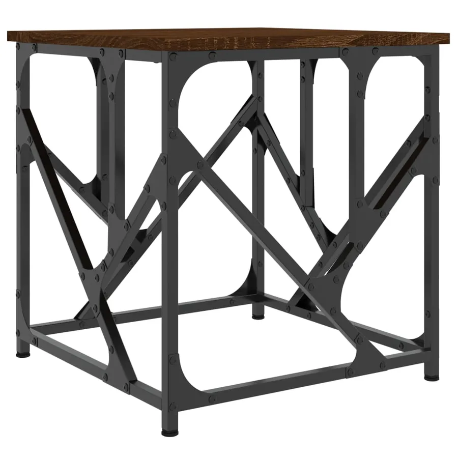 Table basse chêne marron 45x45x47,5 cm bois d'ingénierie - 2