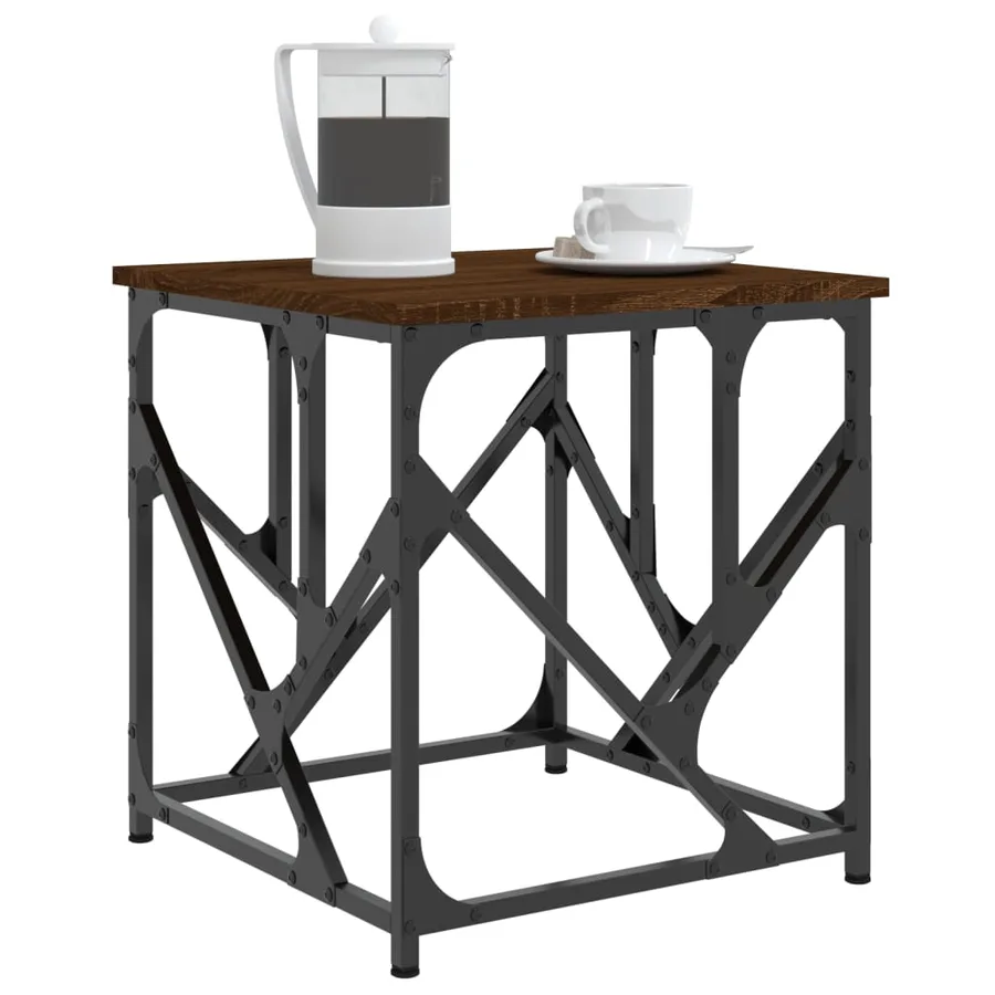 Table basse chêne marron 45x45x47,5 cm bois d'ingénierie - 3