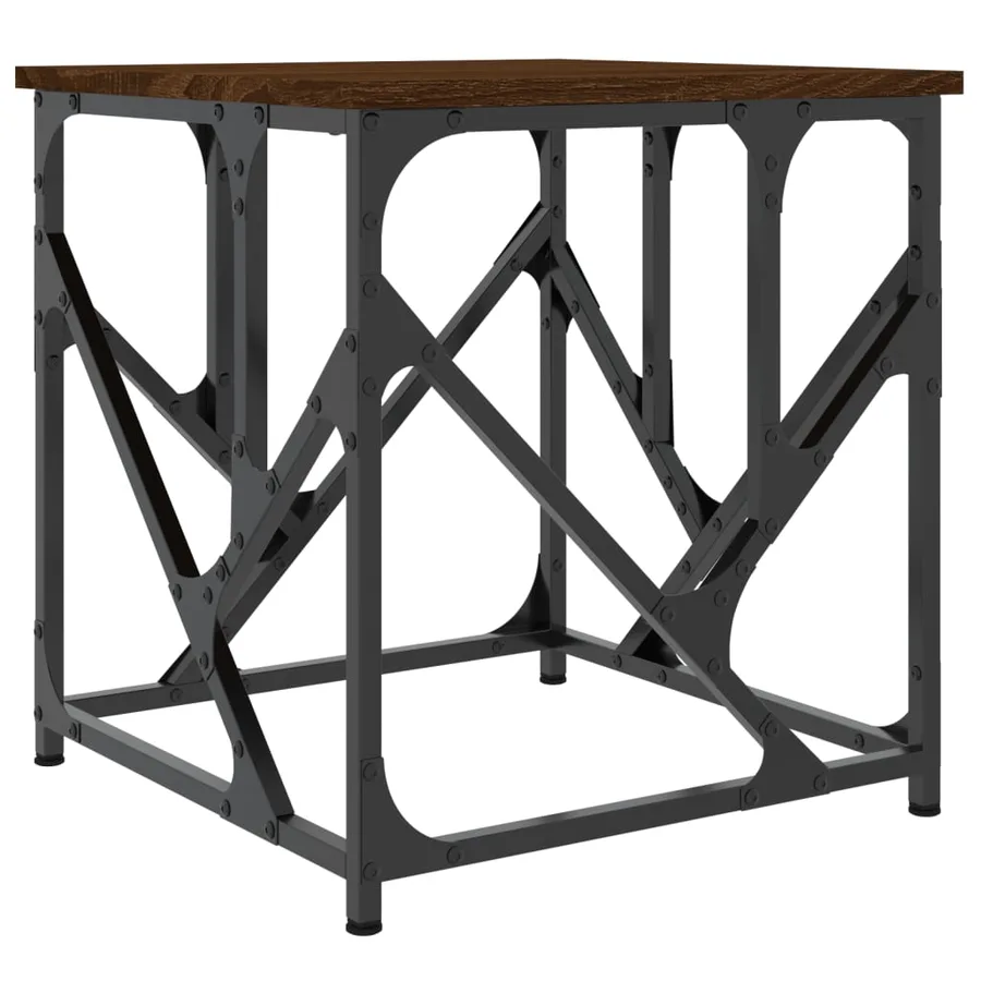 Table basse chêne marron 45x45x47,5 cm bois d'ingénierie - 6
