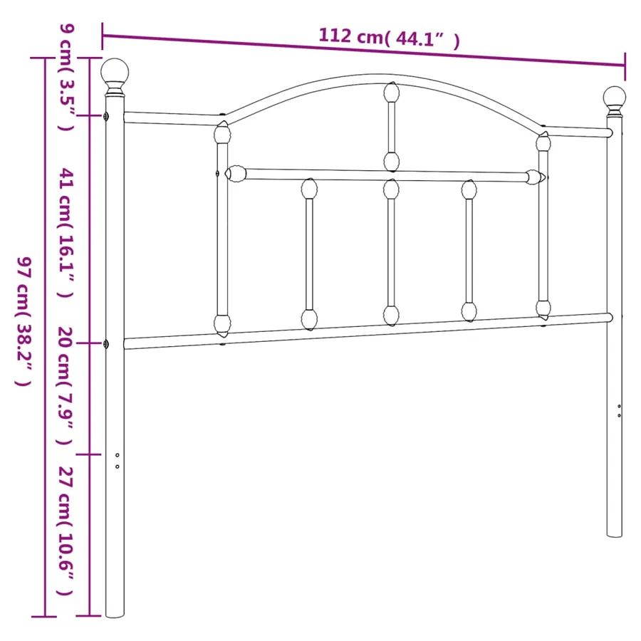 Tête de lit de remplacement métal noir 107 cm - 6