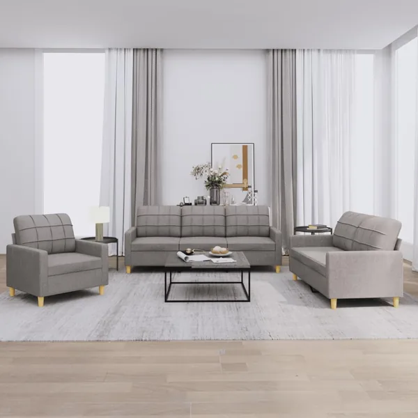 Ensemble de canapés 3 pcs avec coussins Taupe Tissu