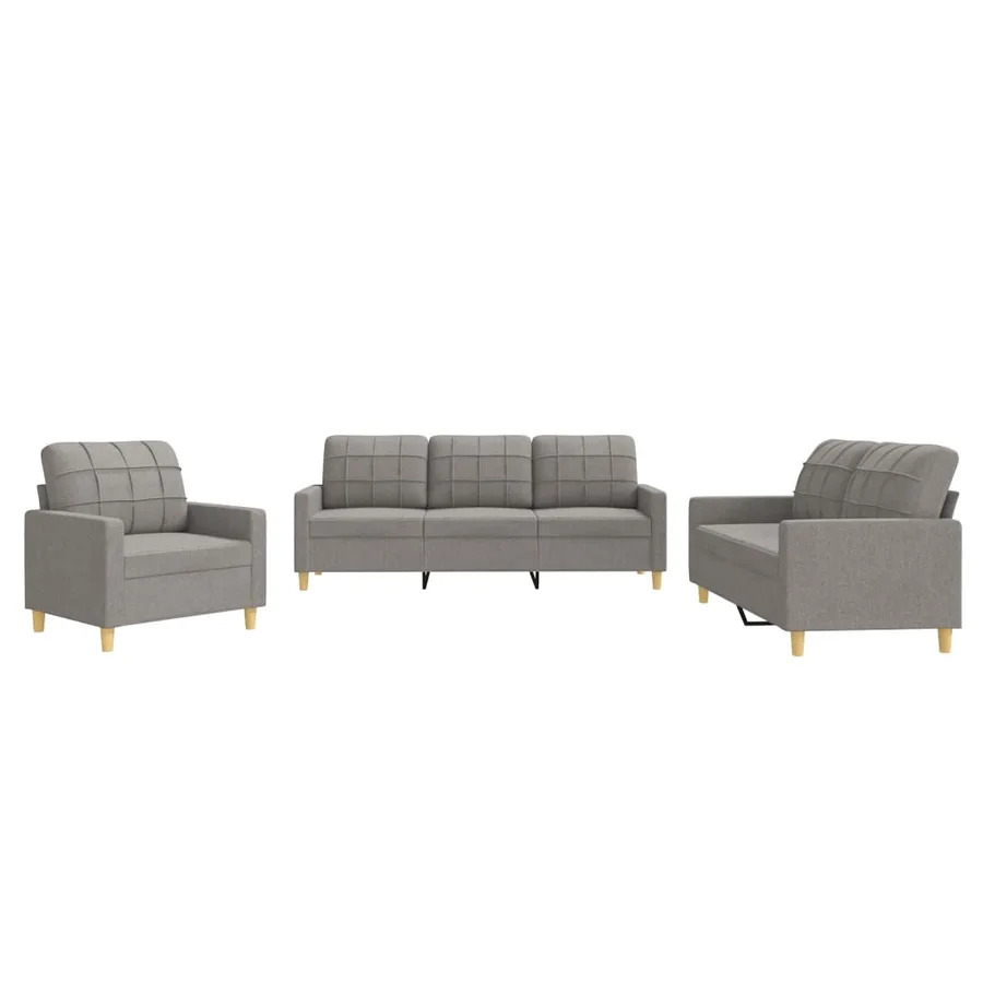 Ensemble de canapés 3 pcs avec coussins Taupe Tissu - 2