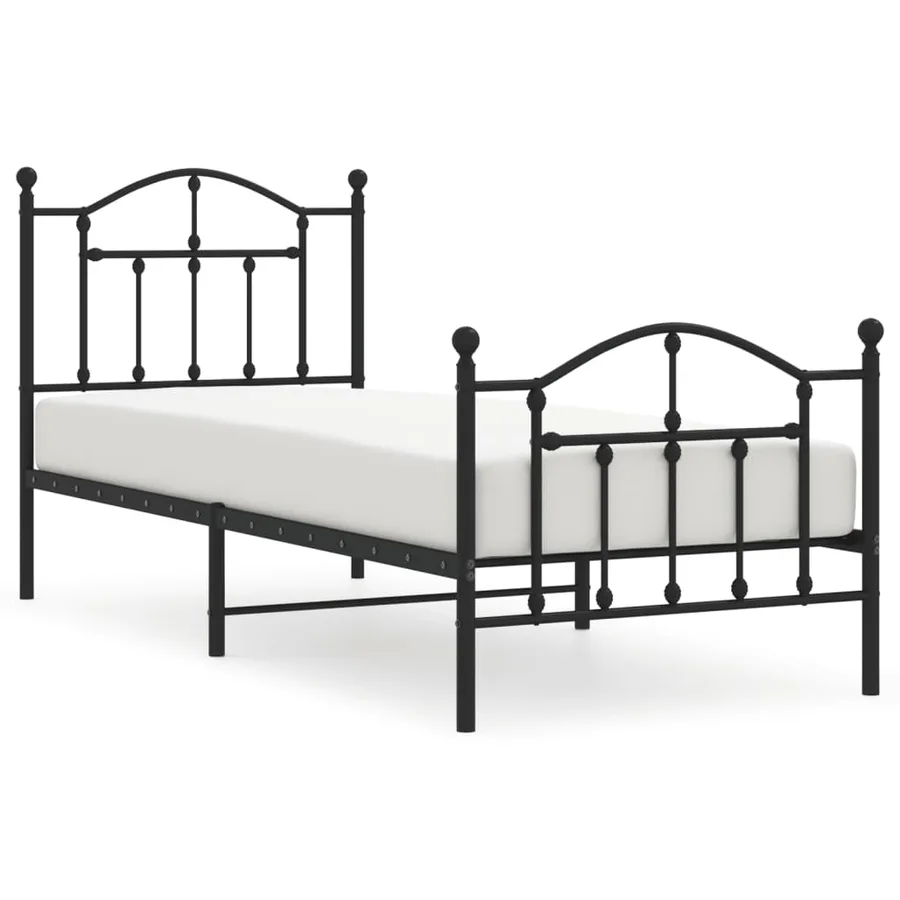 Cadre de lit métal sans matelas avec pied de lit noir 80x200 cm - 2
