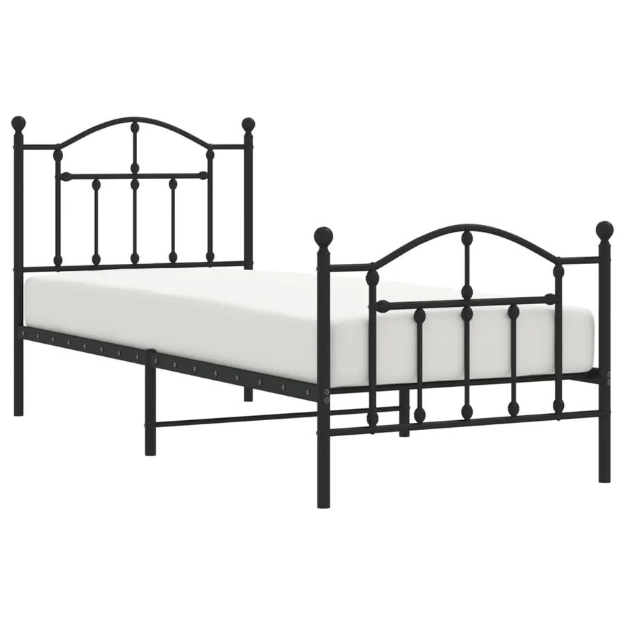 Cadre de lit métal sans matelas avec pied de lit noir 80x200 cm - 4