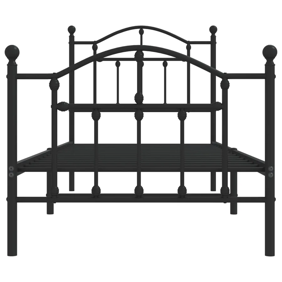 Cadre de lit métal sans matelas avec pied de lit noir 80x200 cm - 5