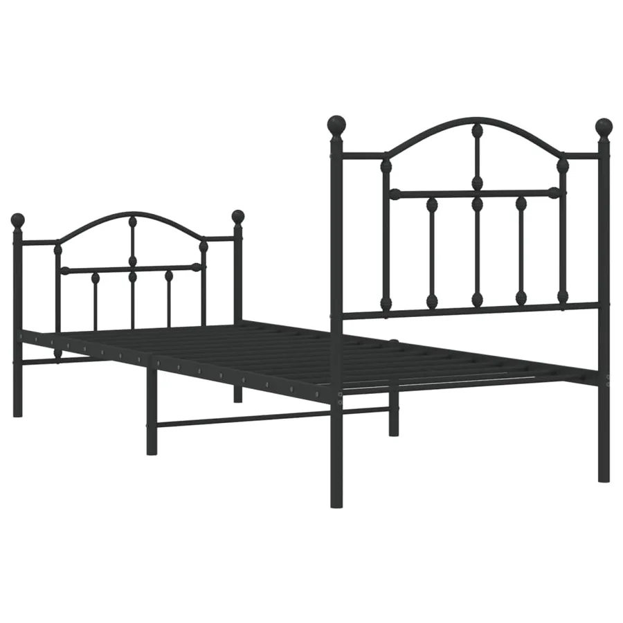 Cadre de lit métal sans matelas avec pied de lit noir 80x200 cm - 7