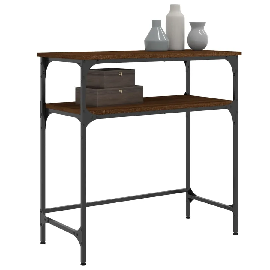 Table console chêne marron 75x35,5x75 cm bois d'ingénierie - 3