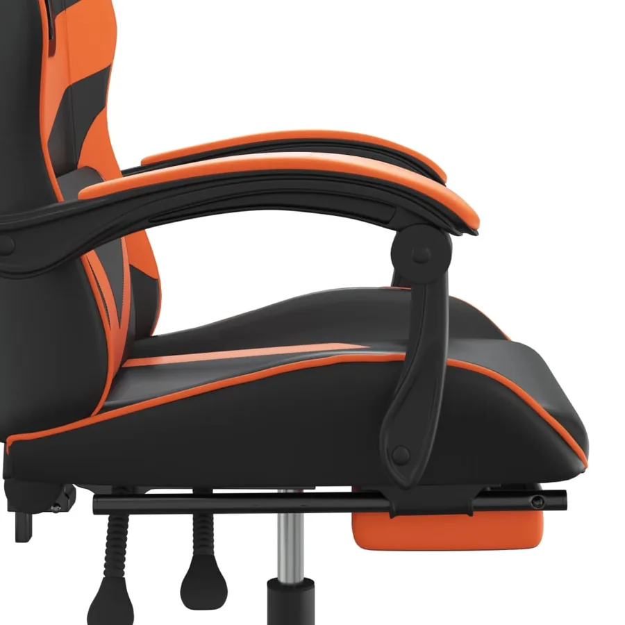 Chaise de jeu avec repose-pied Noir et orange Similicuir - 10