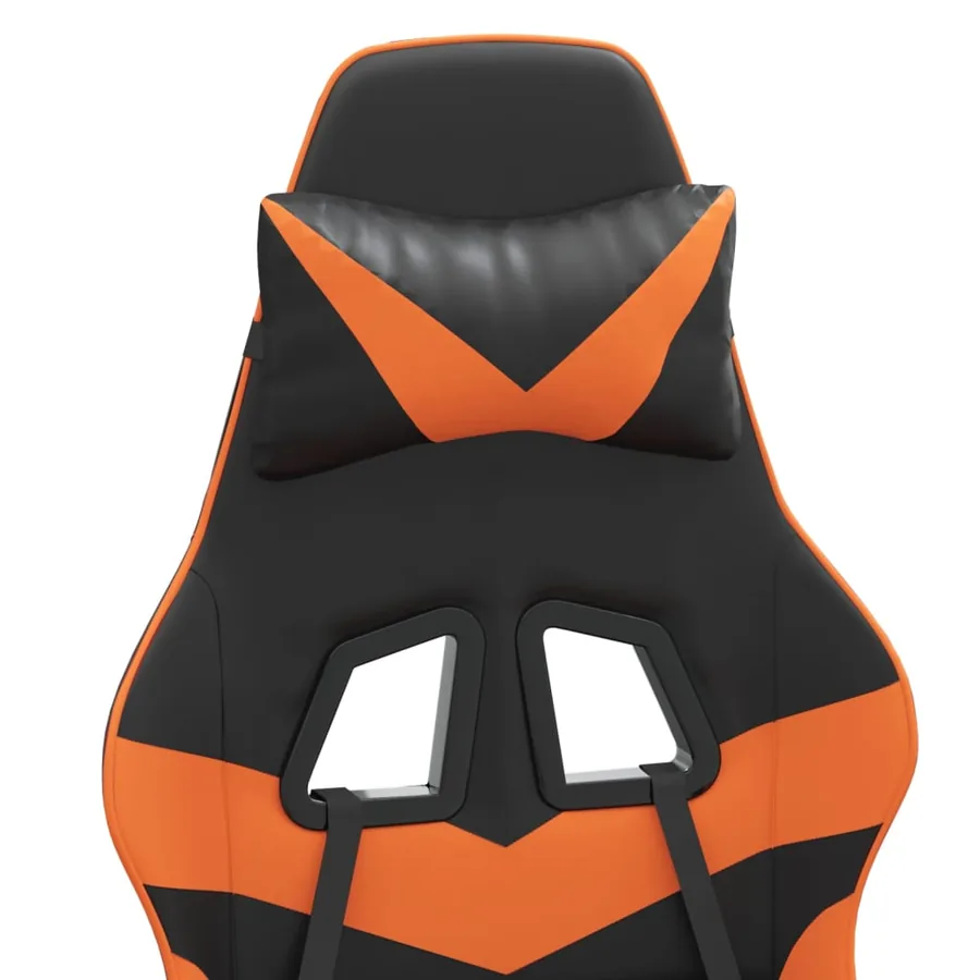 Chaise de jeu avec repose-pied Noir et orange Similicuir - 11
