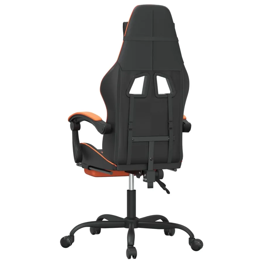 Chaise de jeu avec repose-pied Noir et orange Similicuir - 5