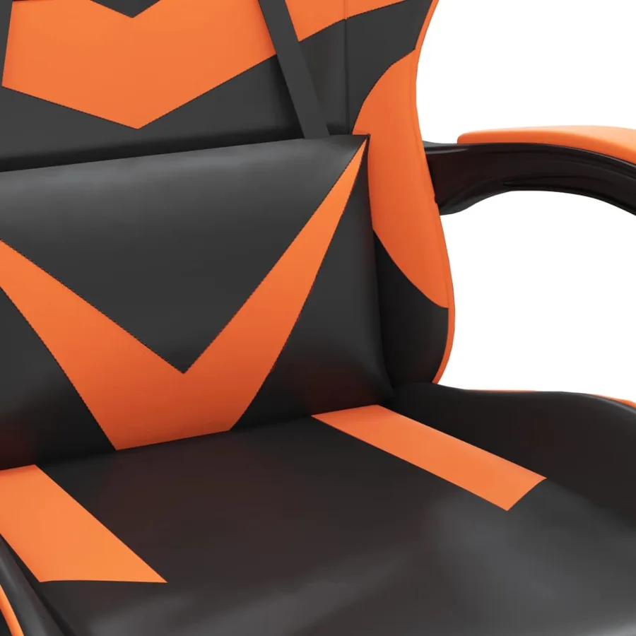 Chaise de jeu avec repose-pied Noir et orange Similicuir - 9