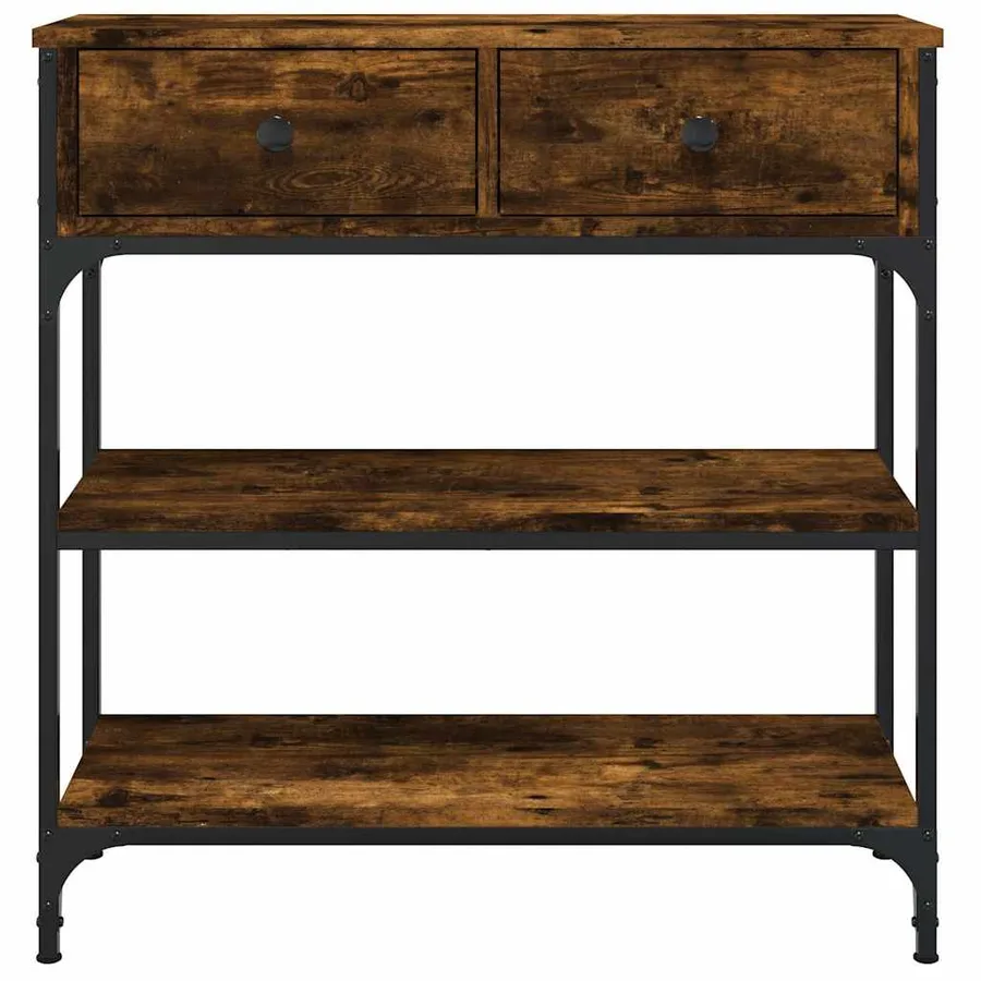Table console chêne fumé 72,5x25x75 cm bois d'ingénierie - 5
