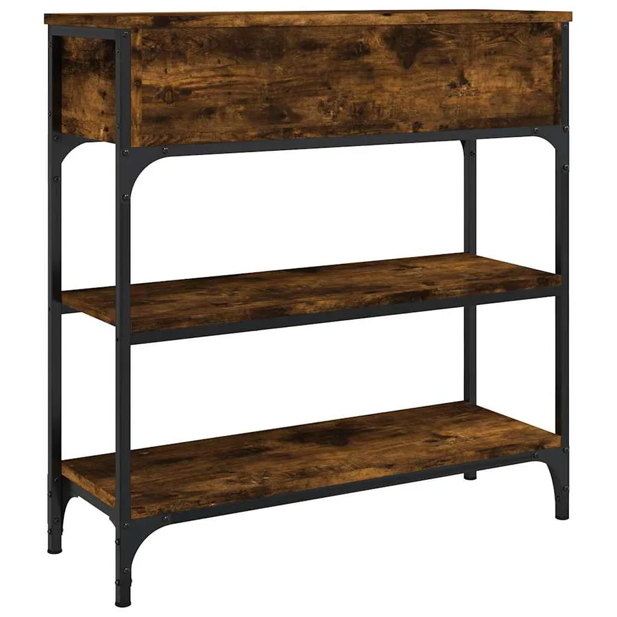 Table console chêne fumé 72,5x25x75 cm bois d'ingénierie - 7