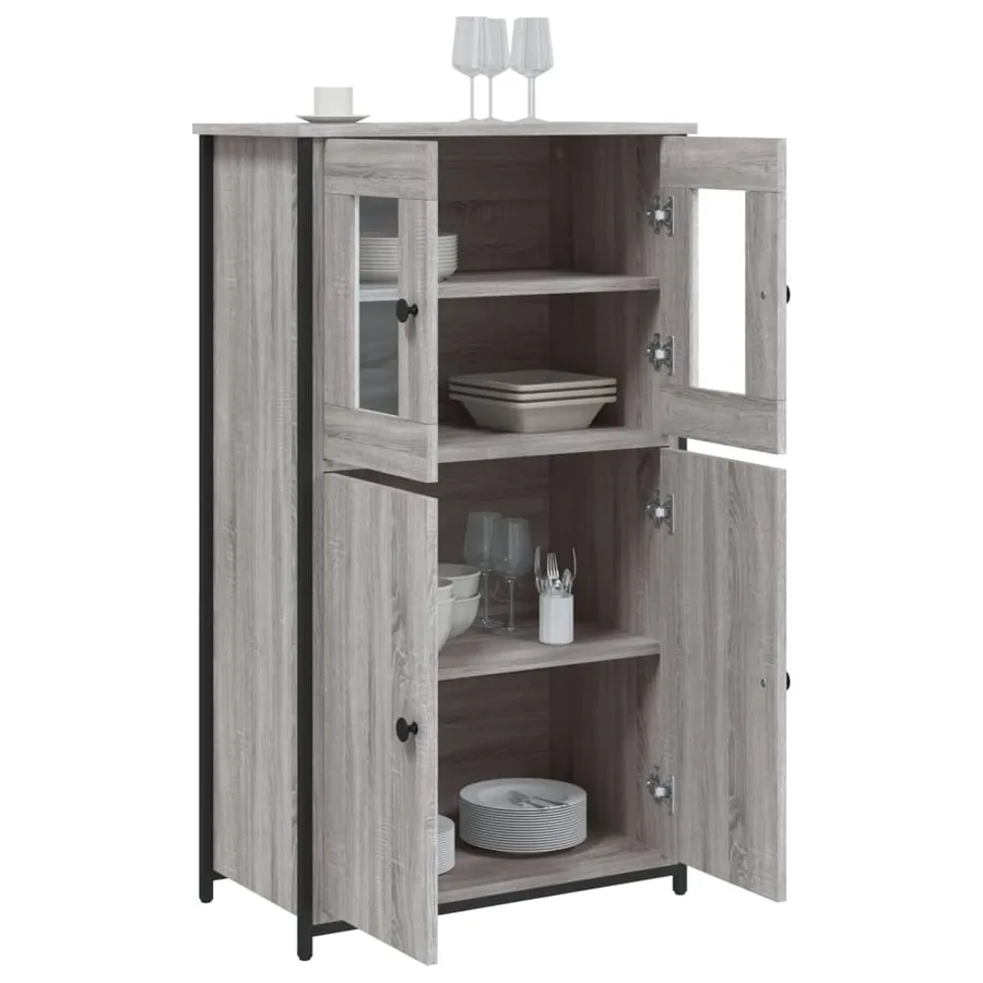Buffet haut sonoma gris 62x32x106,5 cm bois d'ingénierie - 4