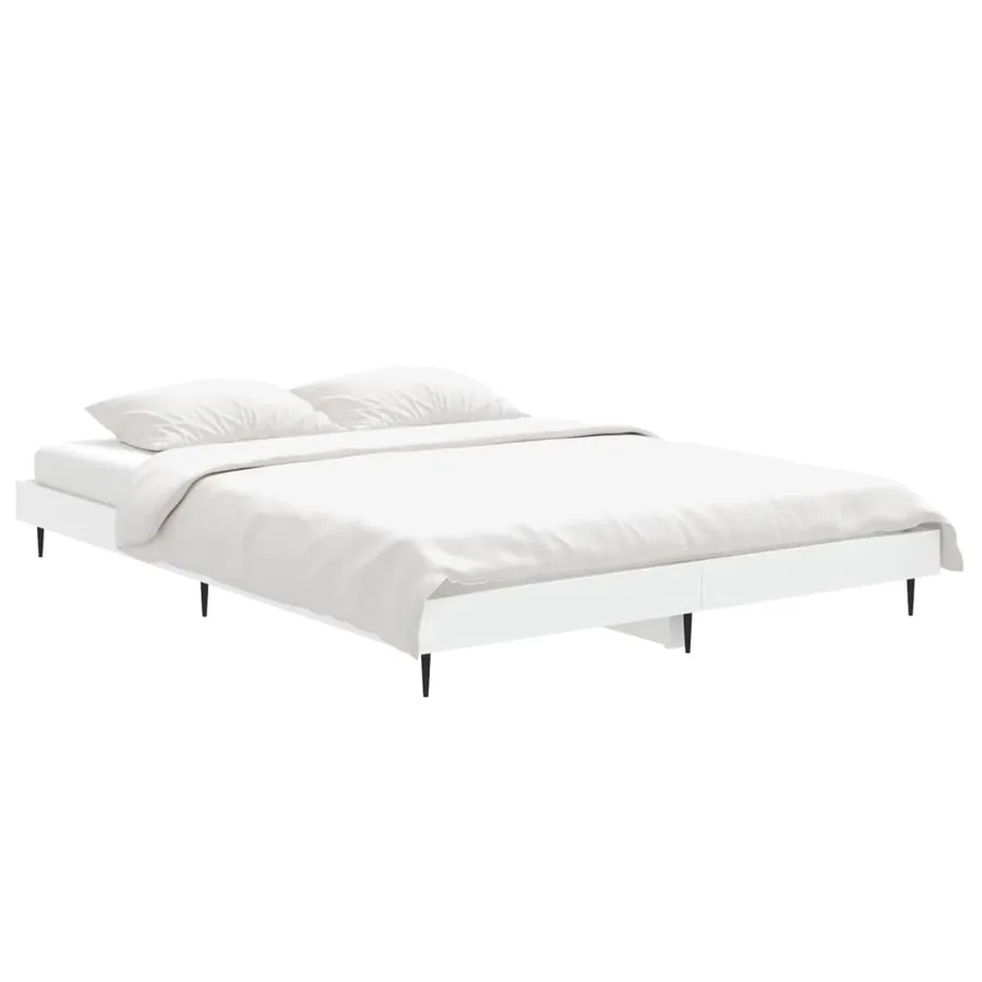 Cadre de lit sans matelas blanc 135x190 cm bois d'ingénierie - 3