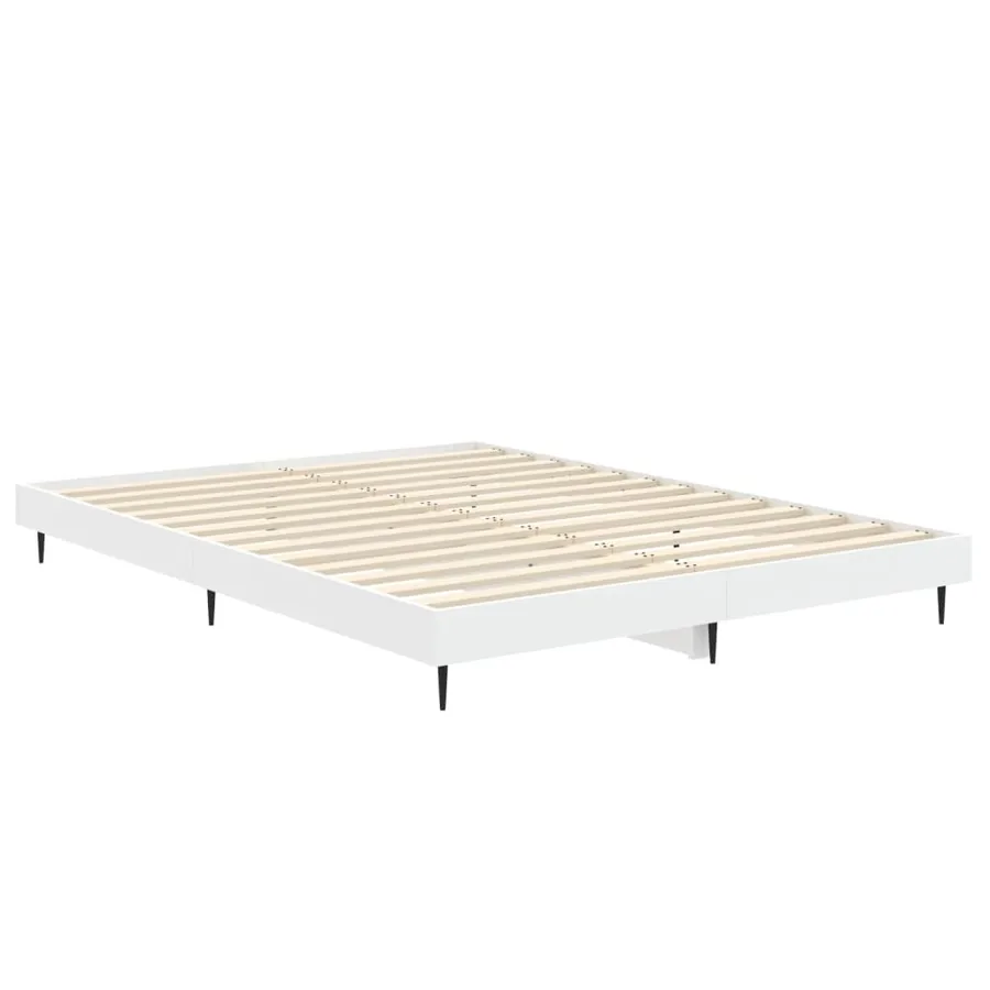 Cadre de lit sans matelas blanc 135x190 cm bois d'ingénierie - 5