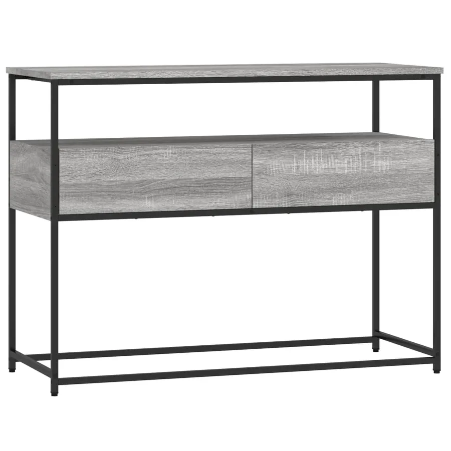 Table console sonoma gris 100x40x75 cm bois d'ingénierie - 2