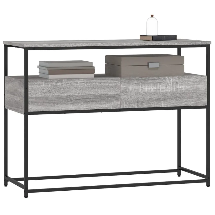 Table console sonoma gris 100x40x75 cm bois d'ingénierie - 3