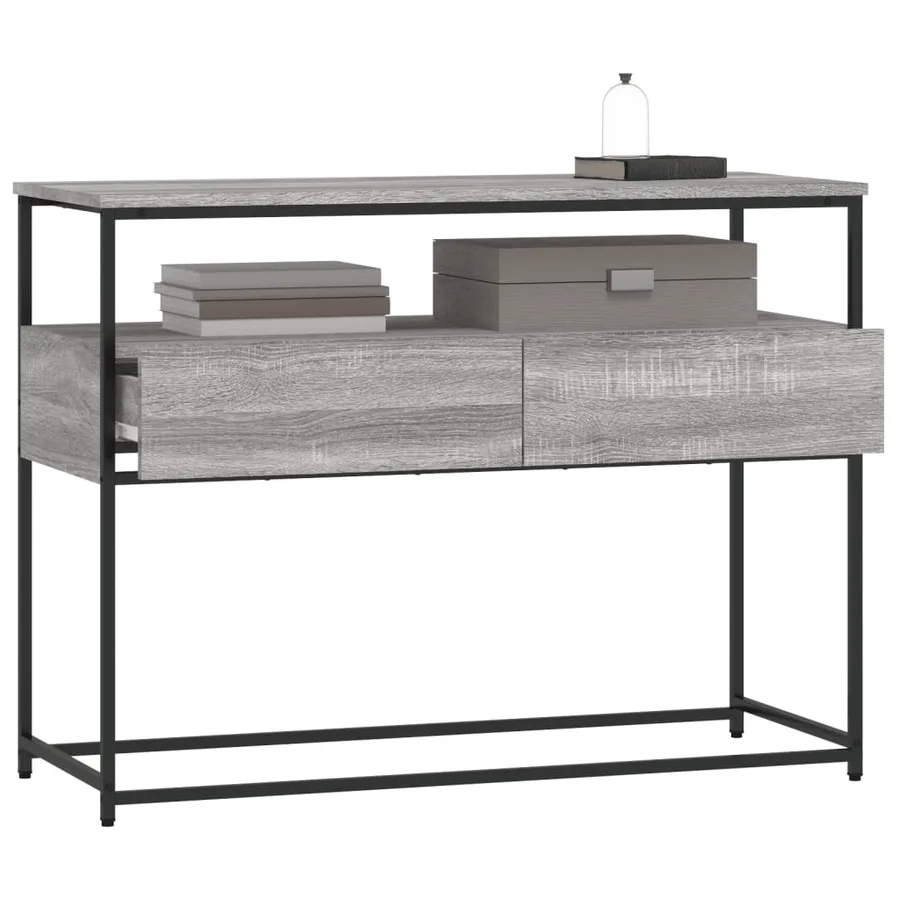 Table console sonoma gris 100x40x75 cm bois d'ingénierie - 4