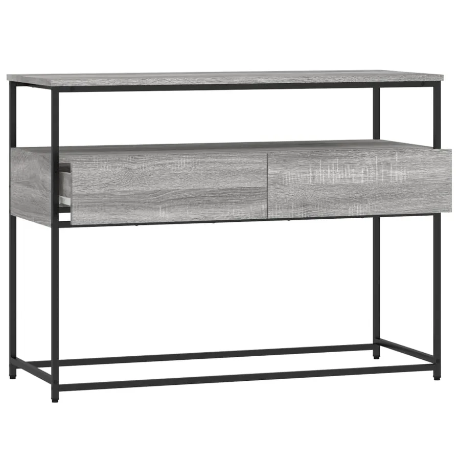 Table console sonoma gris 100x40x75 cm bois d'ingénierie - 5