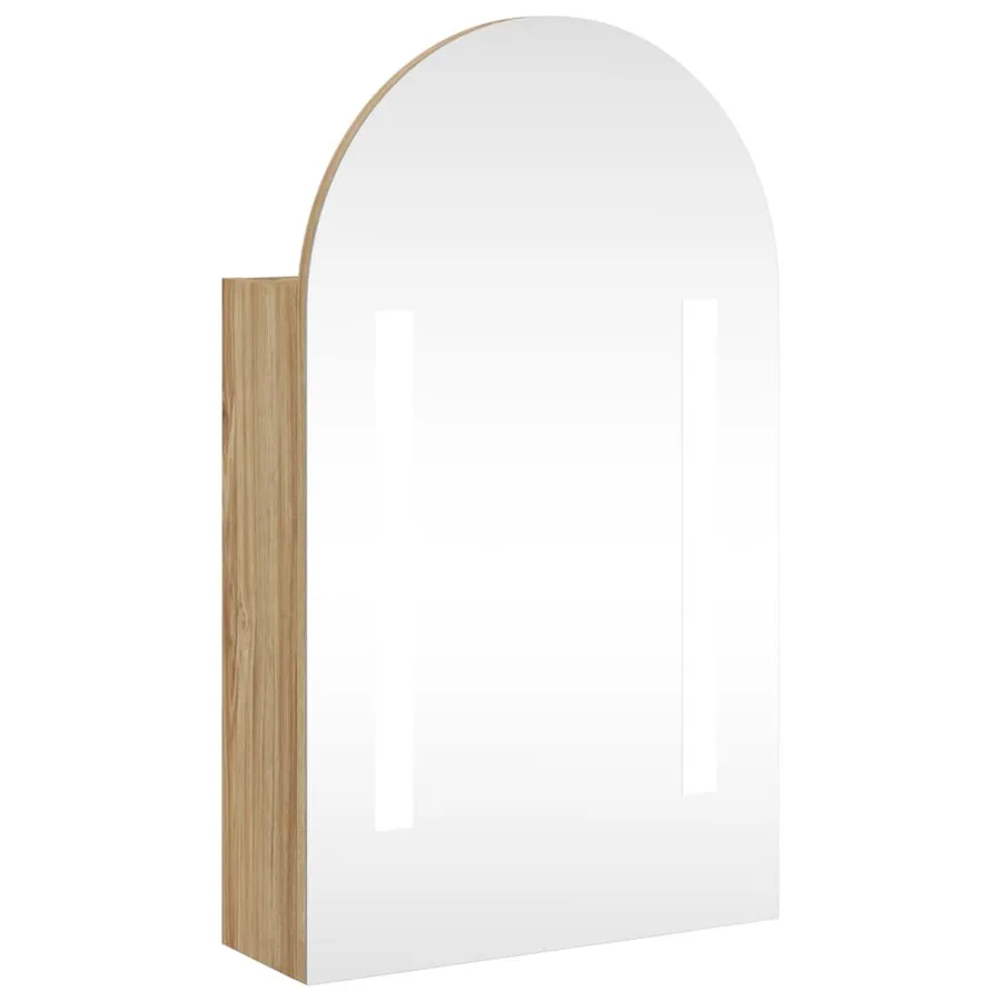 Armoire de bain à miroir avec LED arquée chêne 42x13x70 cm - 2
