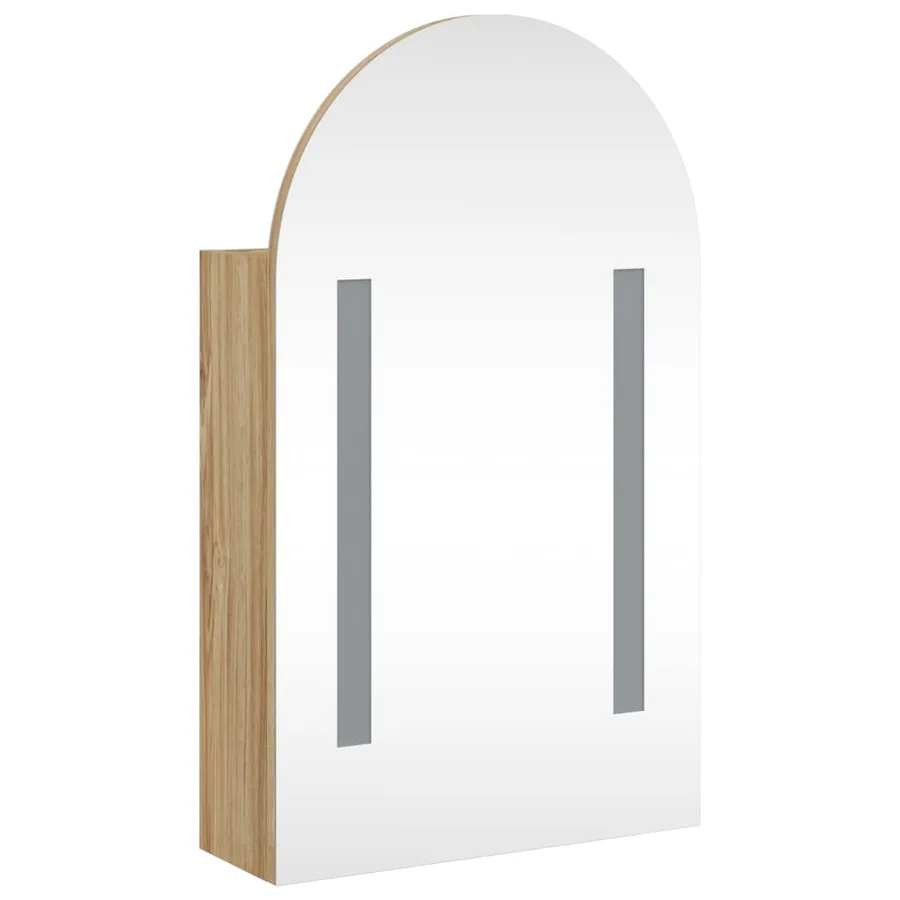Armoire de bain à miroir avec LED arquée chêne 42x13x70 cm - 4