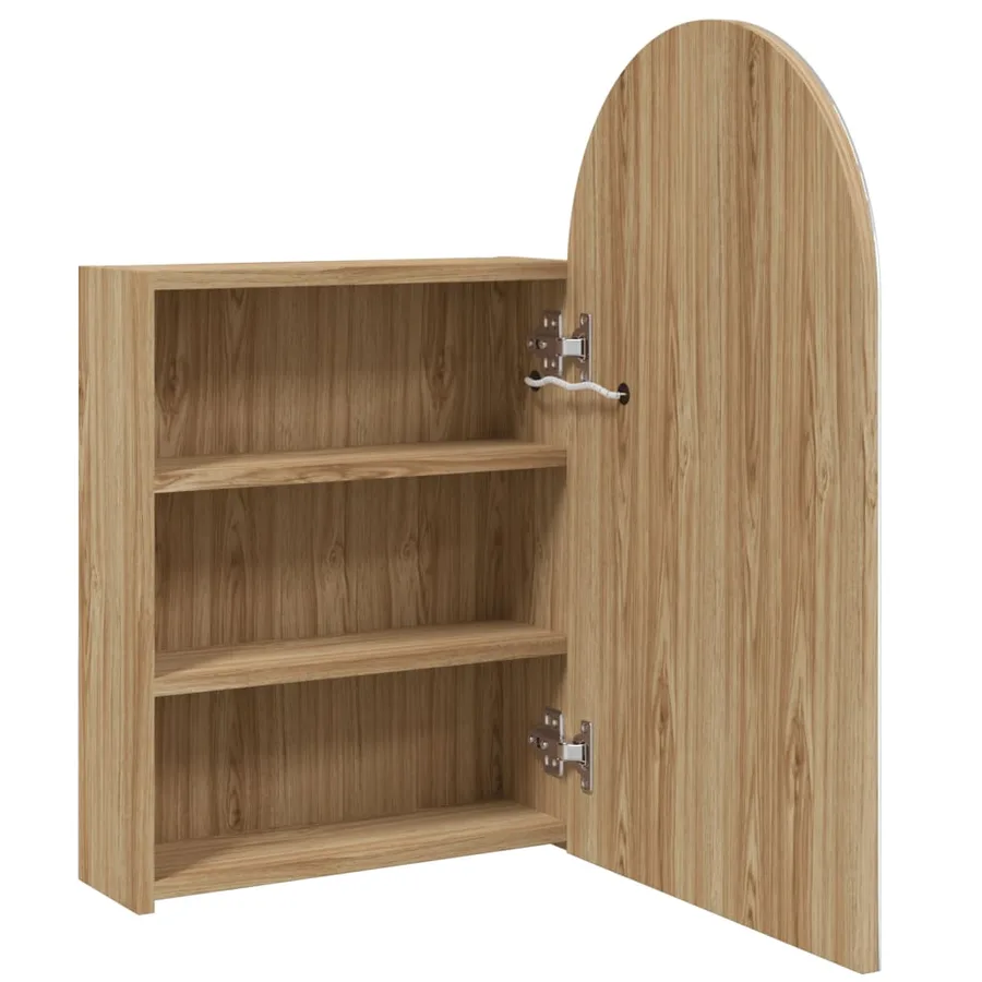 Armoire de bain à miroir avec LED arquée chêne 42x13x70 cm - 5