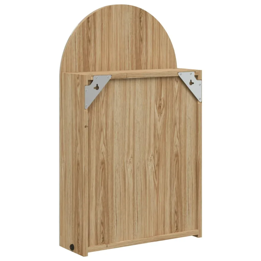 Armoire de bain à miroir avec LED arquée chêne 42x13x70 cm - 8