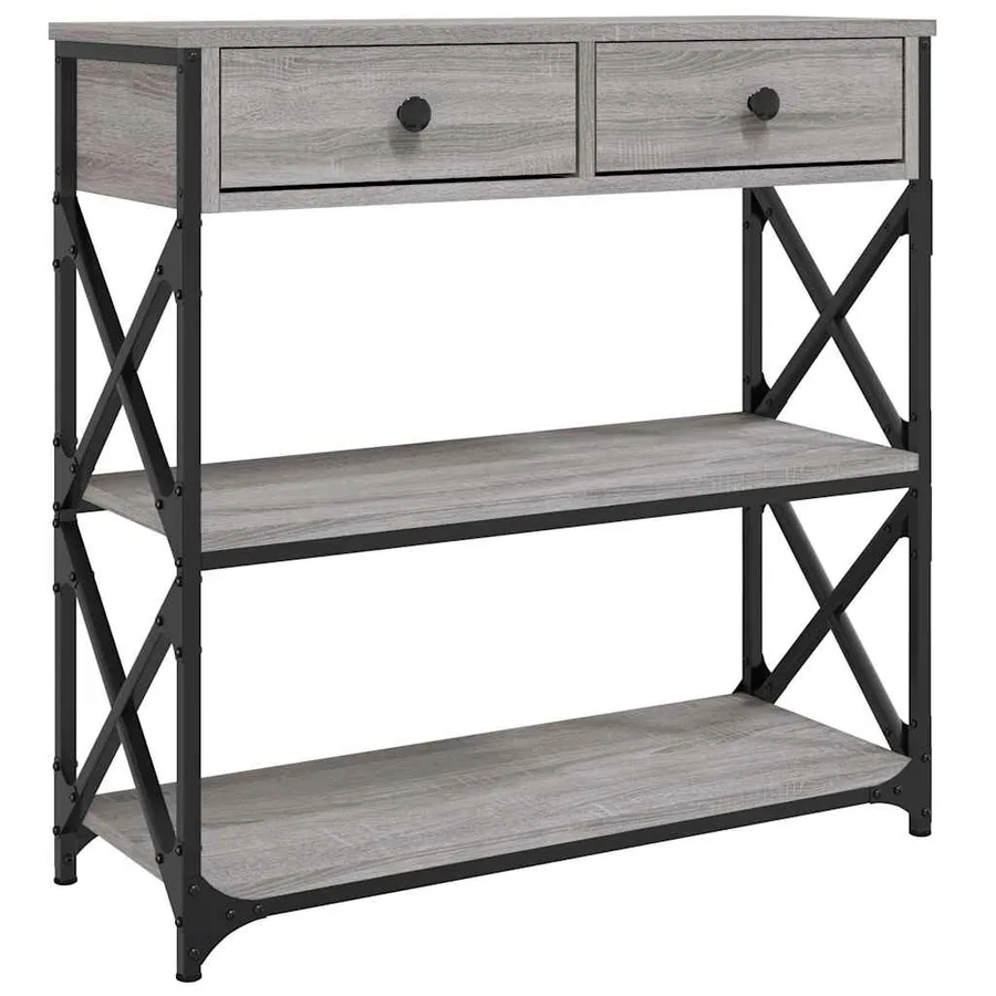 Table console sonoma gris 75x28x75 cm bois d'ingénierie - 2