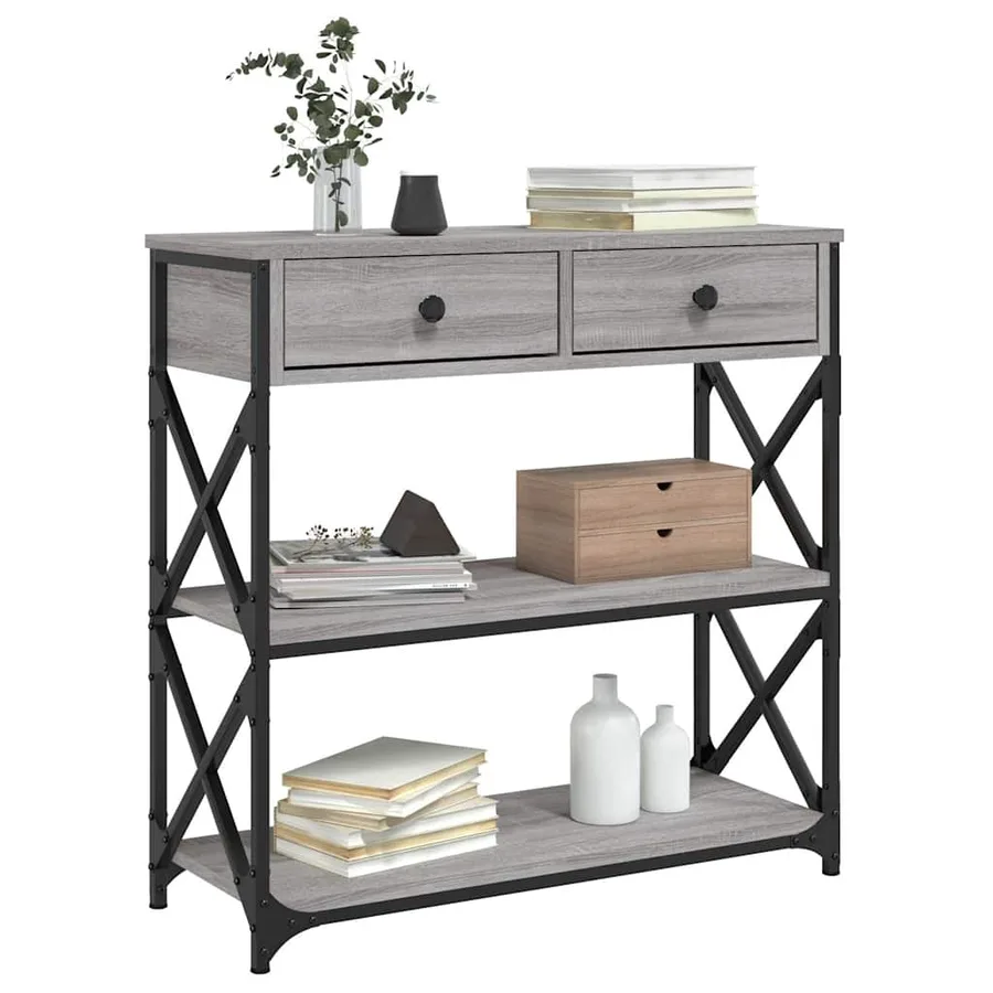 Table console sonoma gris 75x28x75 cm bois d'ingénierie - 3