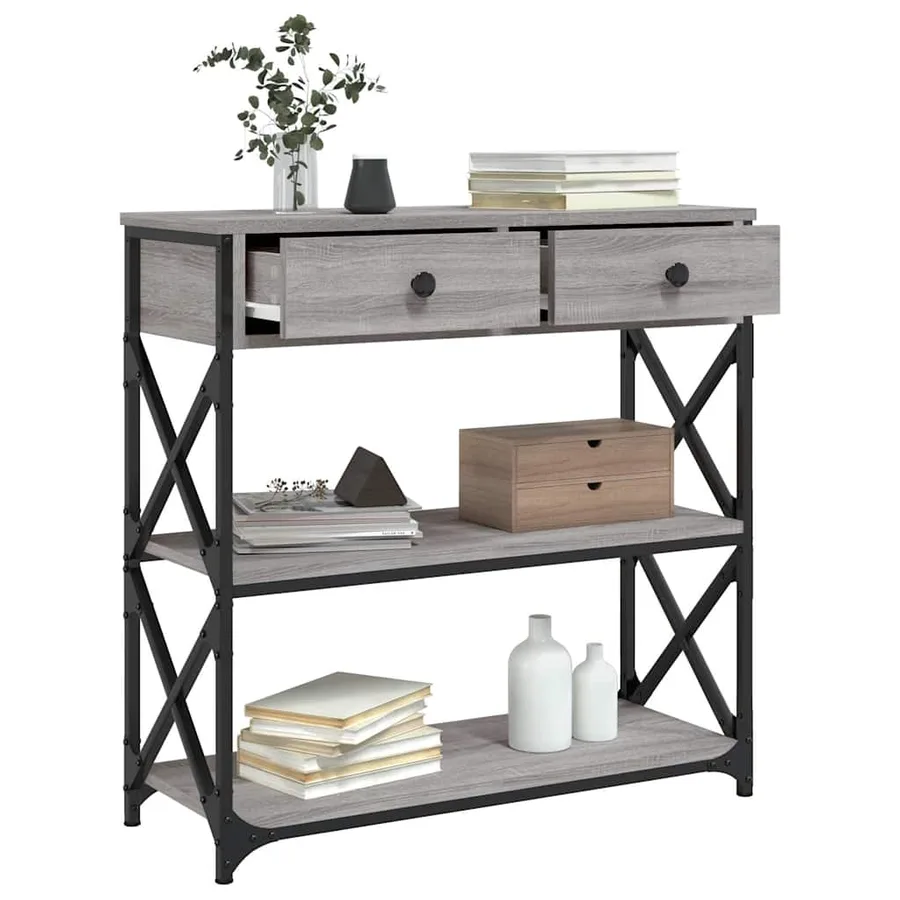 Table console sonoma gris 75x28x75 cm bois d'ingénierie - 4