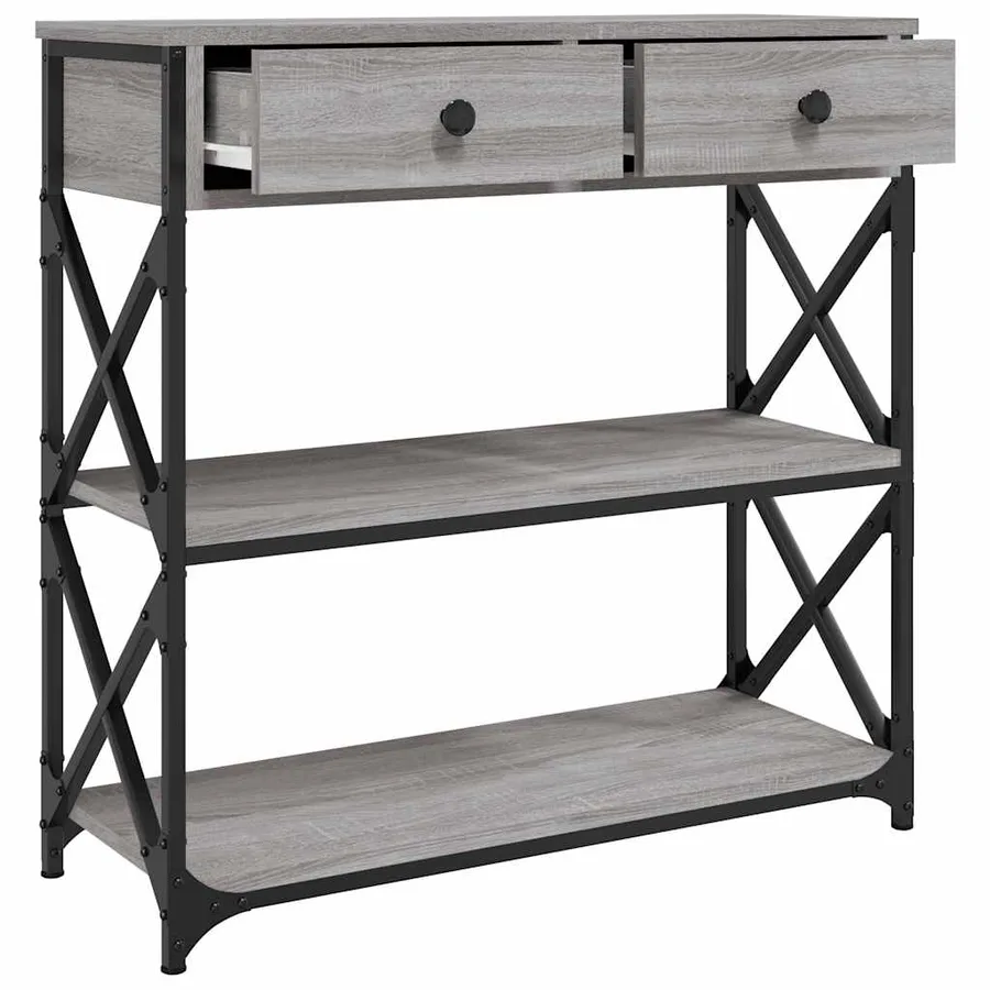 Table console sonoma gris 75x28x75 cm bois d'ingénierie - 5