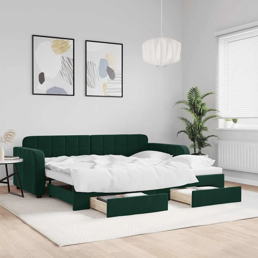 Lit de jour avec gigogne et tiroirs sans matelas 90x200 cm