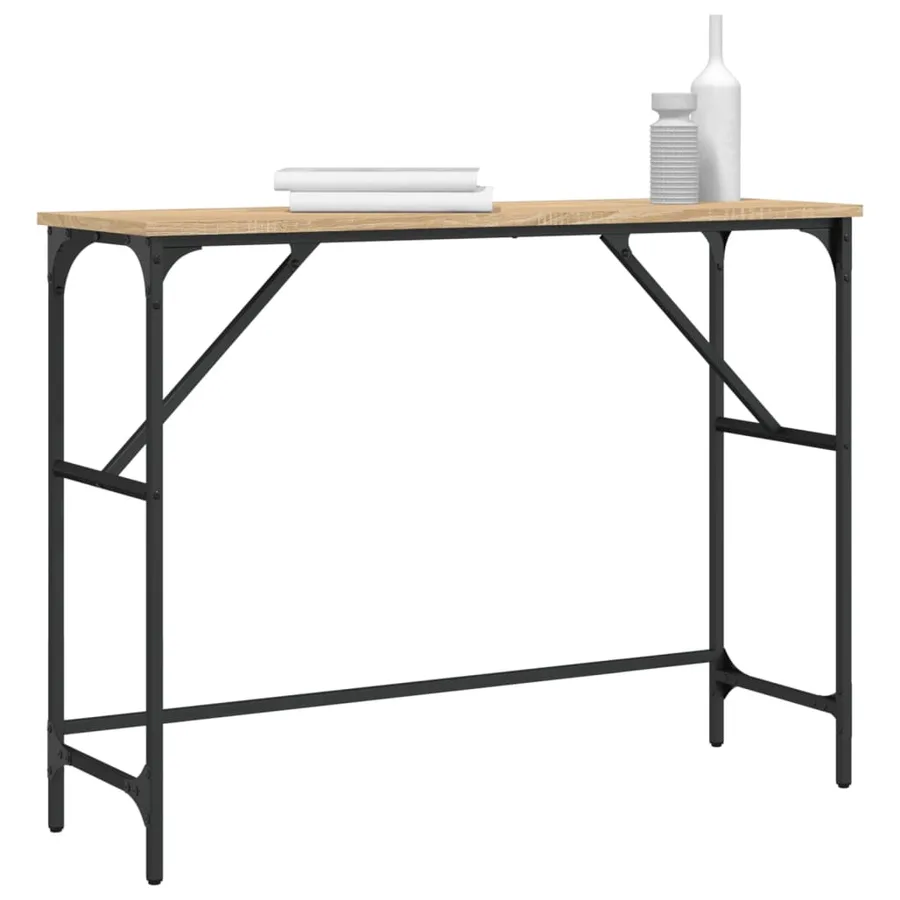 Table console chêne sonoma 100x32x75 cm bois d'ingénierie - 3
