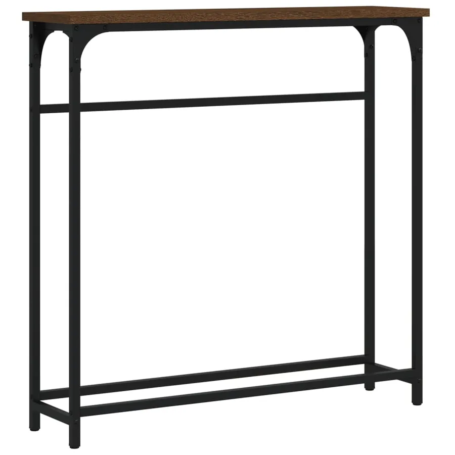 Table console chêne marron 75x19,5x75 cm bois d'ingénierie - 2