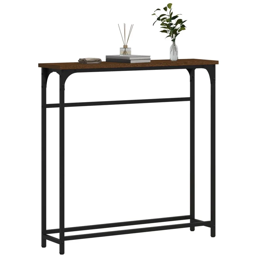 Table console chêne marron 75x19,5x75 cm bois d'ingénierie - 3