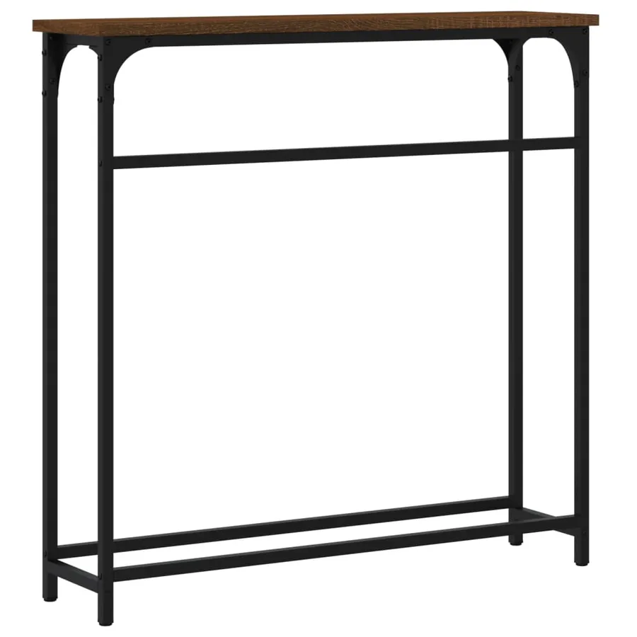 Table console chêne marron 75x19,5x75 cm bois d'ingénierie - 6