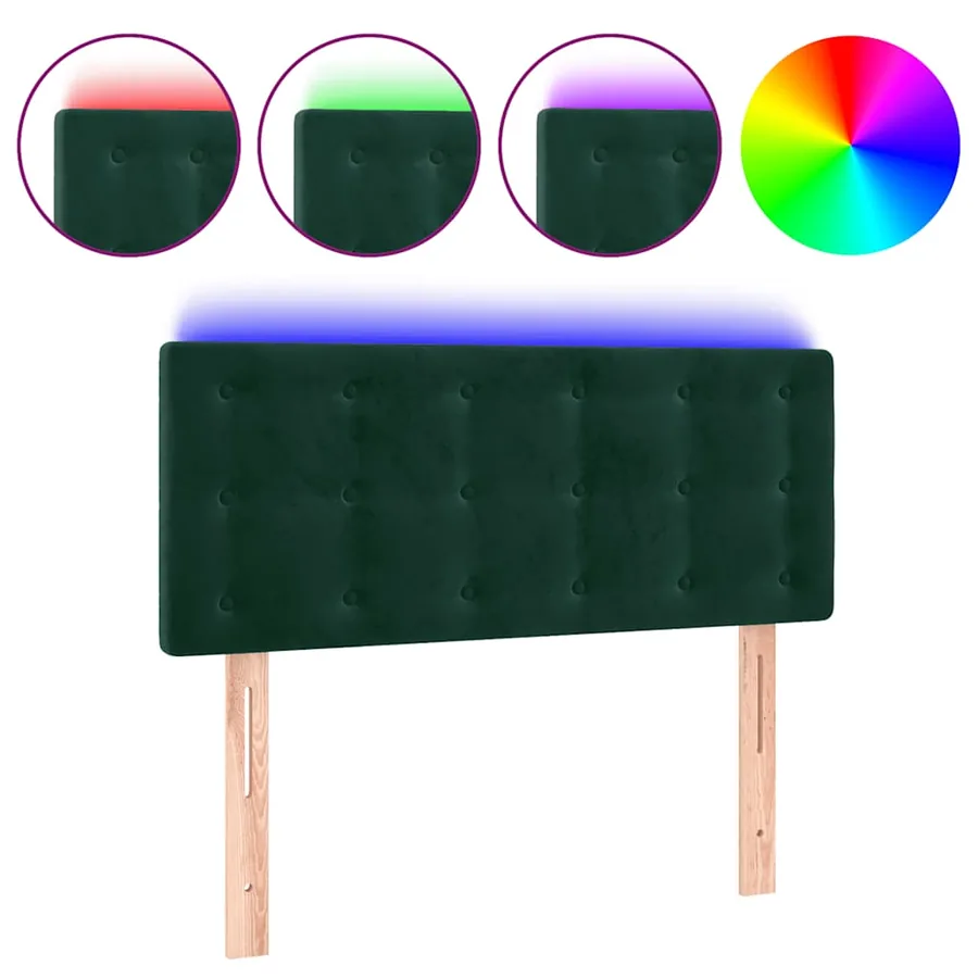 Tête de lit à LED Vert foncé 100x5x78/88 cm Velours - 2