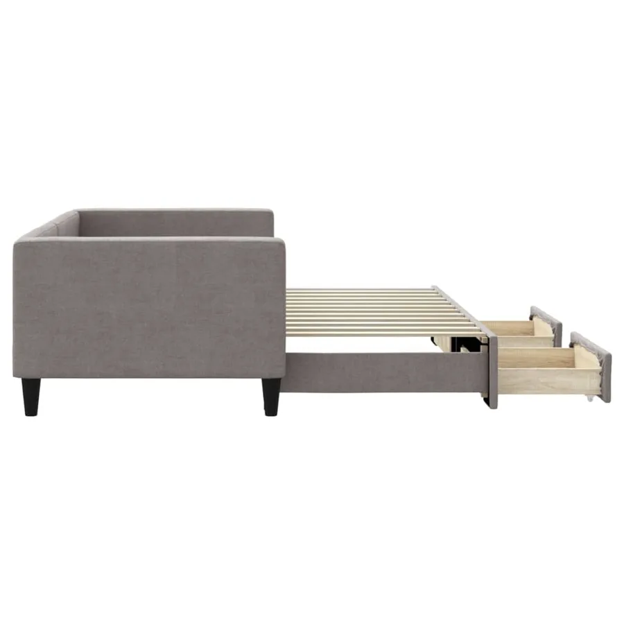 Lit de jour avec gigogne et tiroirs sans matelas taupe 90x200cm - 4