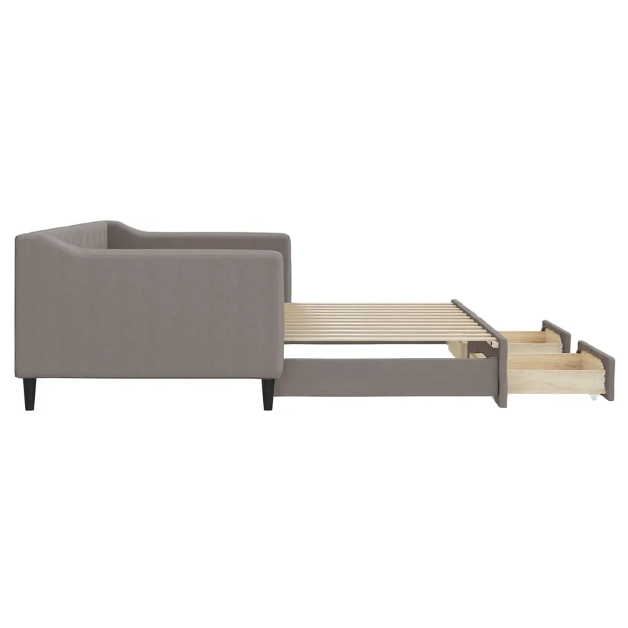 Lit de jour avec gigogne et tiroirs sans matelas taupe 90x200cm - 7
