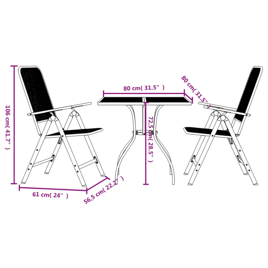 Ensemble à manger de jardin 3 pcs anthracite métal maille - 10