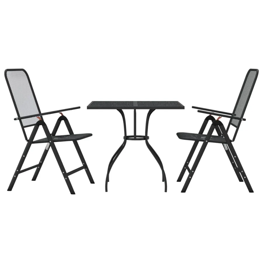 Ensemble à manger de jardin 3 pcs anthracite métal maille - 2
