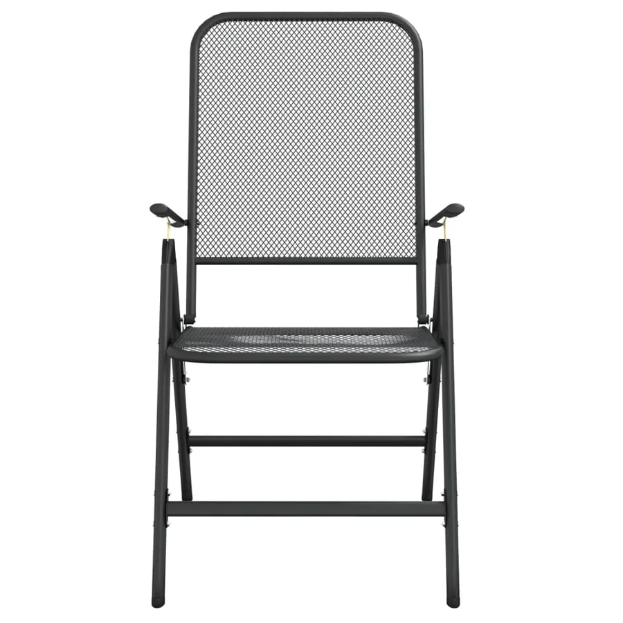 Ensemble à manger de jardin 3 pcs anthracite métal maille - 5