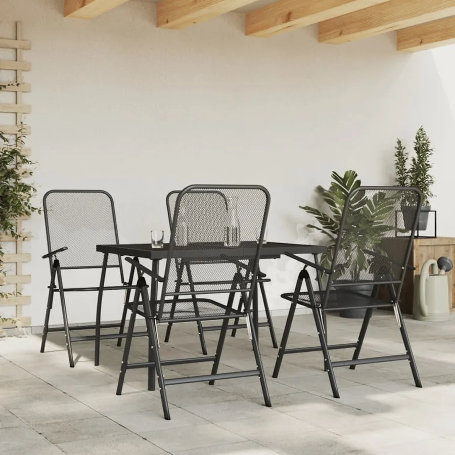 Ensemble à manger de jardin 5 pcs anthracite métal maille