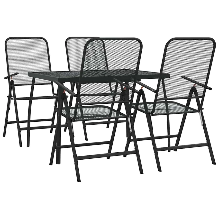 Ensemble à manger de jardin 5 pcs anthracite métal maille - 2