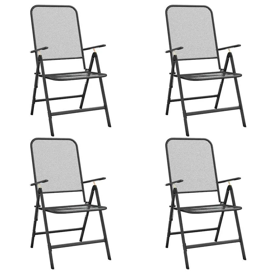 Ensemble à manger de jardin 5 pcs anthracite métal maille - 3