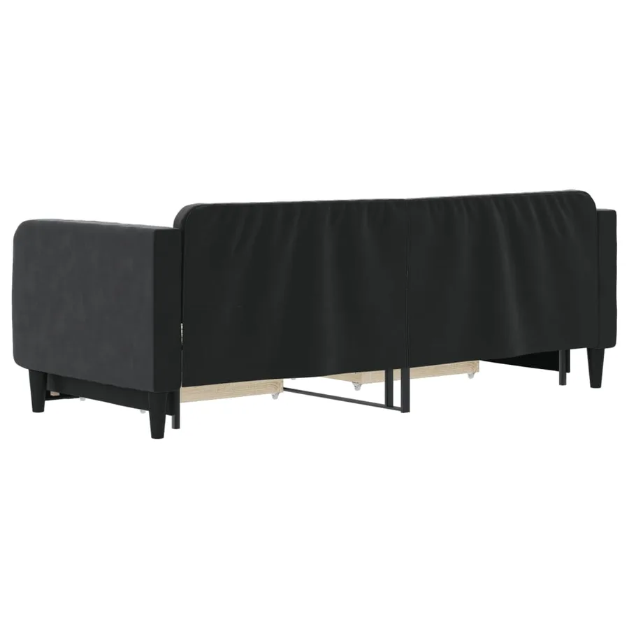 Lit de jour avec gigogne et tiroirs sans matelas noir 80x200 cm - 5
