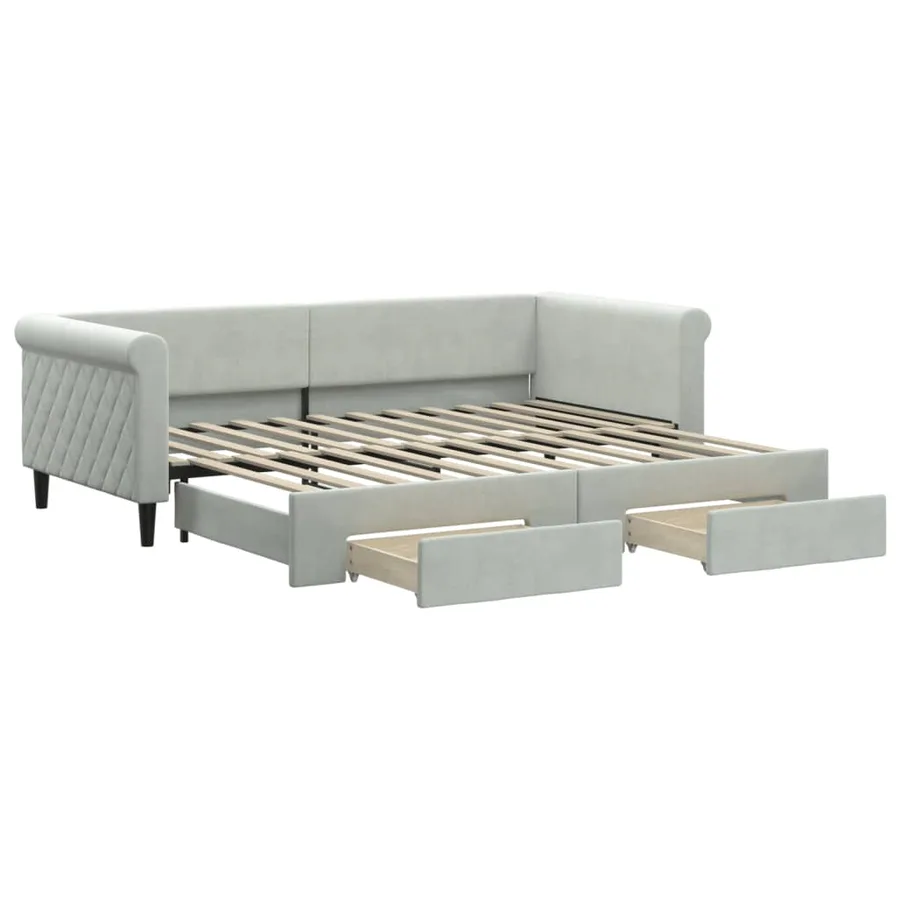 Lit de jour avec gigogne et tiroirs sans matelas 90x200 cm - 2